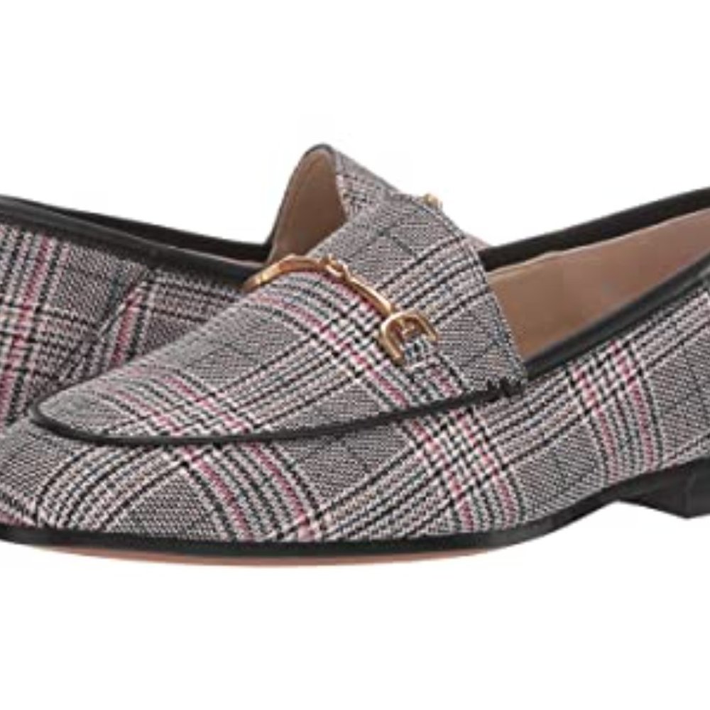 Sam Edelman Lior Black/Pink Plaid Loafers